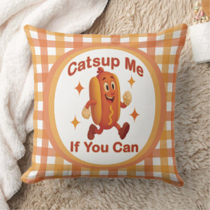 Catsup Me If You Can Funny Hot Dog beroemd gemaakt Kussen