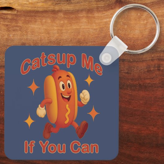 Catsup Me If You Can Funny Hot Dog beroemd gemaakt Sleutelhanger (Achterkant)