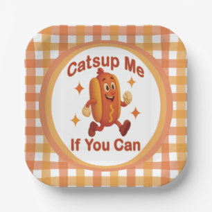 Catsup Me If You Can Grappige Hot Dog – Ketchup Wo Papieren Bordje