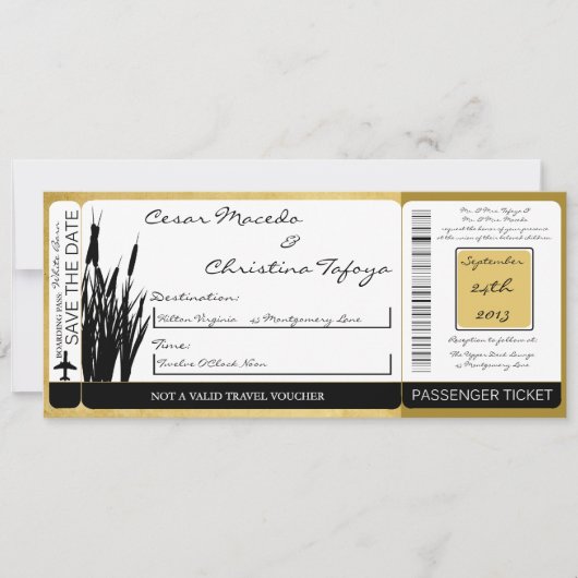 Cattail/Dragonfly Boarding Pass Uitnodiging voor b (Voorkant)