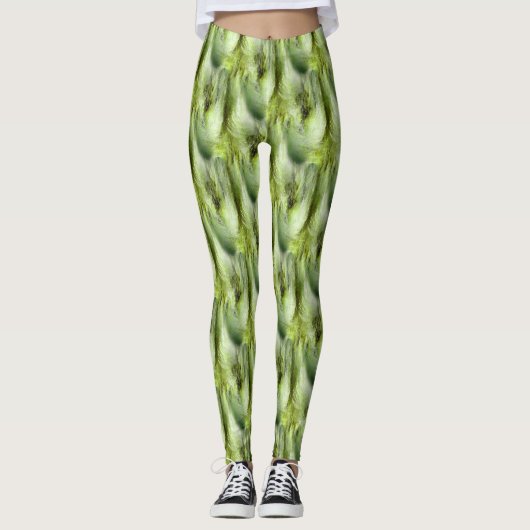 Cattail Fluff Natuur Abstract Patroon Leggings (Voorkant)