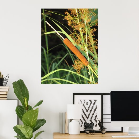 Cattail op Sunset Poster (Thuiskantoor)