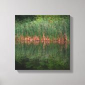 Cattail Reflections in Pond Orton Effect Canvas Afdruk (Voorkant)
