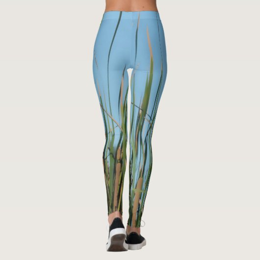 Cattails Abstract Chic Sky Blue Leggings (Achterkant)