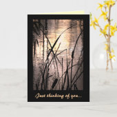 Cattails bij zonsondergang denken aan jou kaart (Gele Bloem)