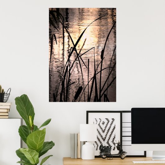 Cattails bij zonsondergang poster (Thuiskantoor)