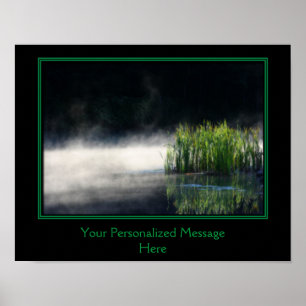 Cattails en mist op vijver gepersonaliseerde woord poster