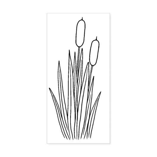 Cattails en Reeds Pond Plant Rubber Stamp Rubberstempel (Afrduk)