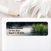 Cattails in de lijst op een Pond Orton adres Etiket (Insitu)