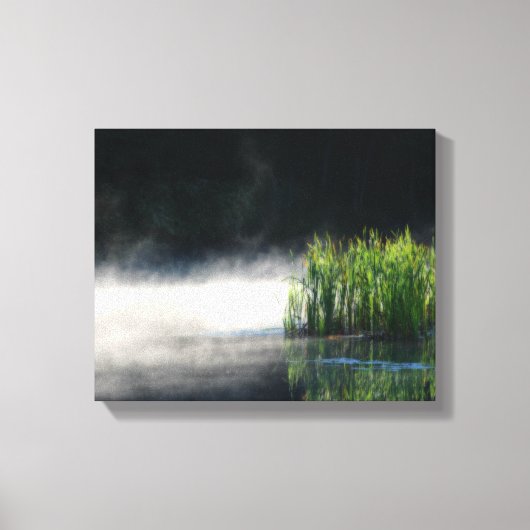 Cattails in de mist op een hangorton canvas afdruk (Voorkant)