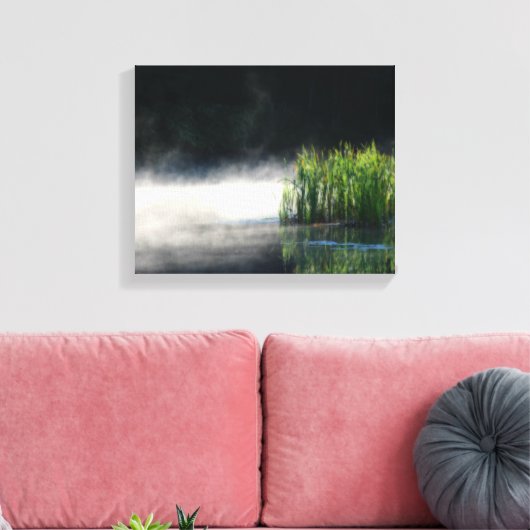 Cattails in de mist op een hangorton canvas afdruk (Insitu (Woonkamer))