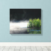 Cattails in de mist op een hangorton canvas afdruk (Insitu (Houten vloer))