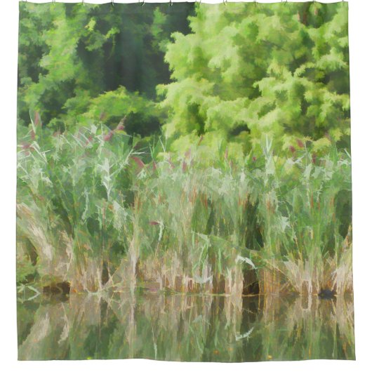 Cattails in de vijver douchegordijn (Voorkant)