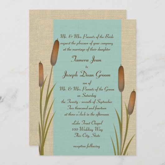 Cattails Lake Wedding Kaart (Voorkant / Achterkant)