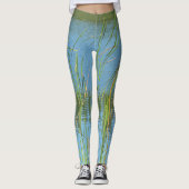 Cattails Monet Geïnspireerd Pastel Blauw en Groen Leggings (Voorkant)