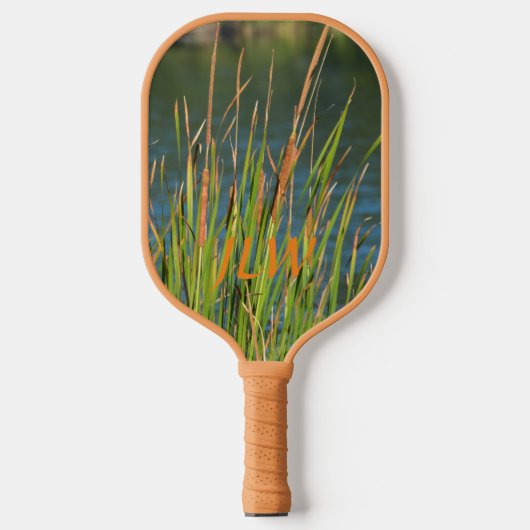 Cattails op de Waterfront gepersonaliseerde Natuur Pickleball Paddle (Voorkant)