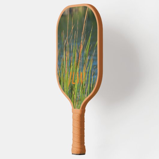 Cattails op de Waterfront gepersonaliseerde Natuur Pickleball Paddle (Links)