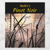 Cattails op het etiket van Sunset Pond Wine (Enkel label)