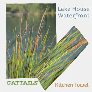 Cattails op Lake Waterfront Photographic Theedoek