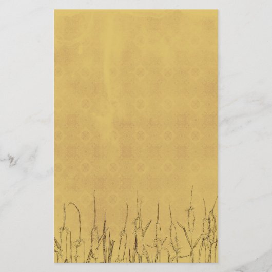 Cattails Pen en Ink Planten Tekening Briefpapier (Voorkant)