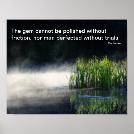 Cattails Pond Mist Inspirerend Confucius Quote Poster (Voorkant)