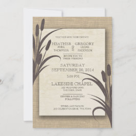 Cattails Rustic Lake Wedding Kaart
