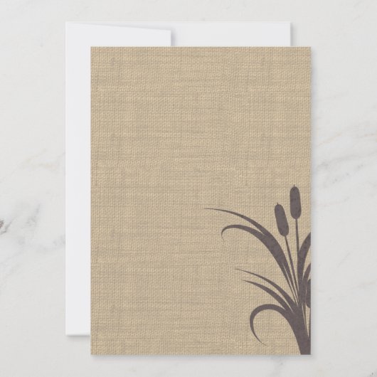 Cattails Rustic Lake Wedding Kaart (Achterkant)