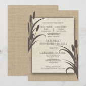 Cattails Rustic Lake Wedding Kaart (Voorkant / Achterkant)