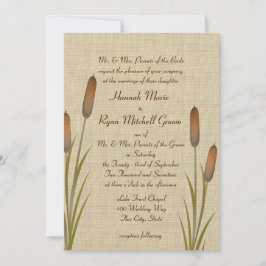 Cattails Rustic Lake Wedding Kaart