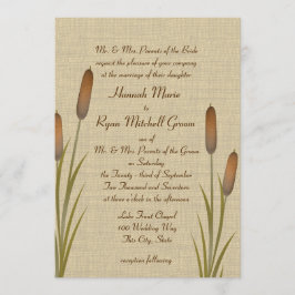 Cattails Rustic Lake Wedding Kaart