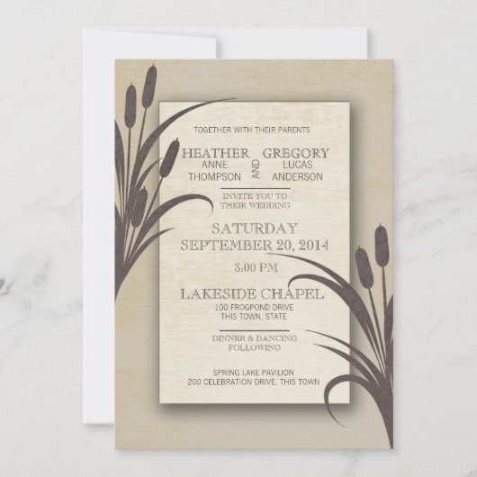 Cattails Water Front Wedding Kaart (Voorkant)