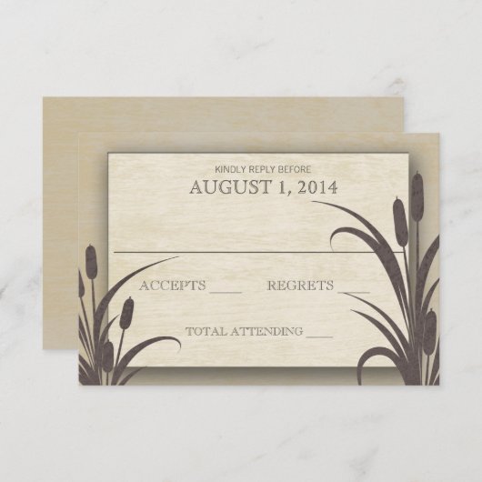 Cattails Water Front Wedding Response RSVP Kaartje (Voorkant / Achterkant)