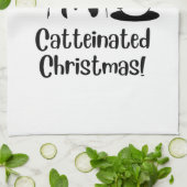 Catteinated Christmas Coffee and Cat Lover Holiday Theedoek (Gevouwen)