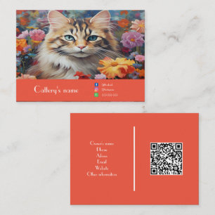 Cattery Visitekaartje Bloemen Sinaasappel
