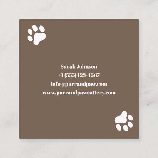  Cattery Visitekaartje met Kattenfoto (Achterkant)