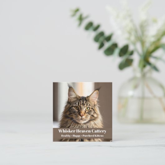  Cattery Visitekaartje met Kattenfoto (Staand voorkant)