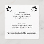  cattery Visitekaartje met kattenmotief (Achterkant)