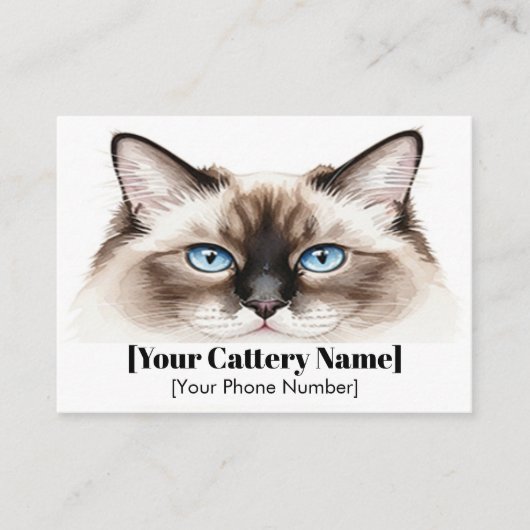  Cattery Visitekaartje met Waterverf (Voorkant)