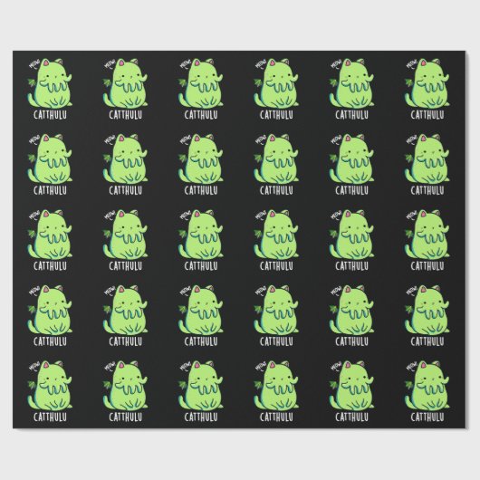 Catthulu Funny Cthulhu Cat Pun Dark BG Cadeaupapier (Vlak)