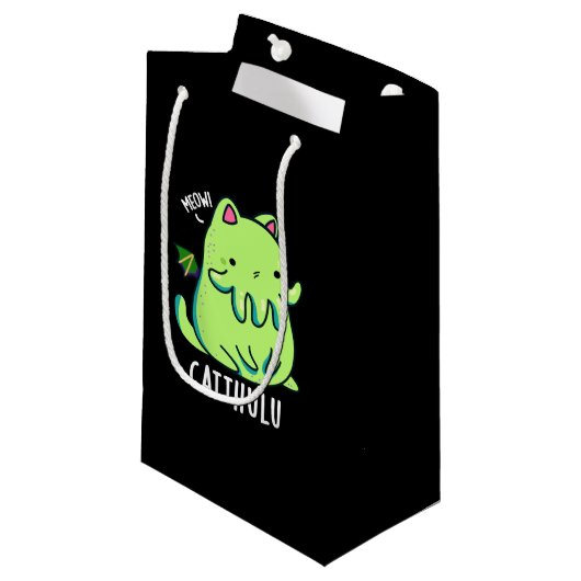 Catthulu Funny Cthulhu Cat Pun Dark BG Klein Cadeauzakje (Voorkant Gekanteld)