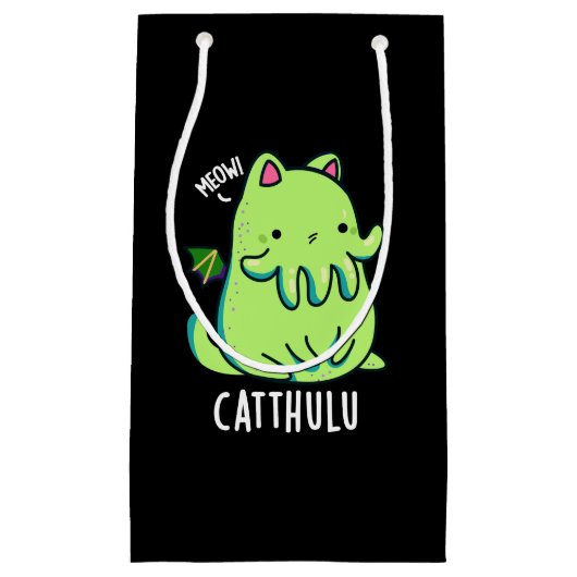 Catthulu Funny Cthulhu Cat Pun Dark BG Klein Cadeauzakje (Voorkant)