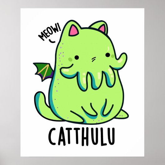 Catthulu Funny Cthulhu Cat Pun Poster (Voorkant)
