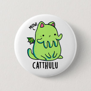 Catthulu Funny Cthulhu Cat Pun Ronde Button 5,7 Cm