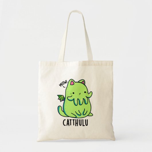 Catthulu Funny Cthulhu Cat Pun Tote Bag (Voorkant)