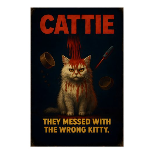 CATTIE – Funny Horror Cat Parody Perfect Poster (Voorkant)
