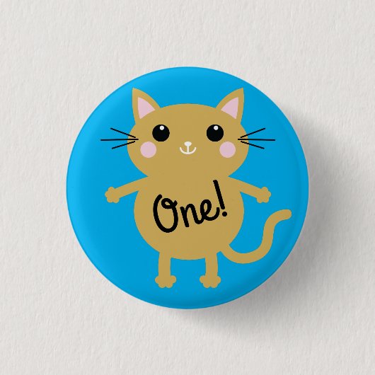 Cattige Kitty Kinderverjaardagsfeest Thema Ronde Button 3,2 Cm (Voorkant)