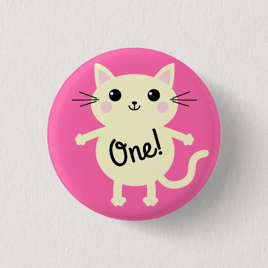 Cattige Kitty Kinderverjaardagsfeest Thema Ronde Button 3,2 Cm (Voorkant)