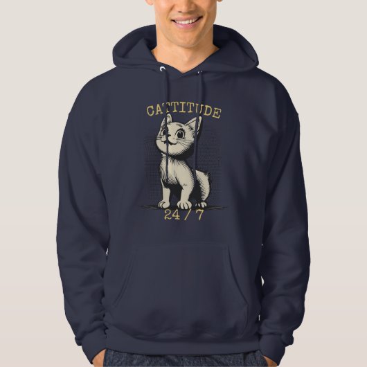 Cattitude 24/7 - Altijd alert kat hoodie (Voorkant)