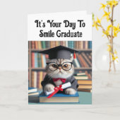 'Cat'titude Afstuderen Wenskaart Kaart (Gele Bloem)