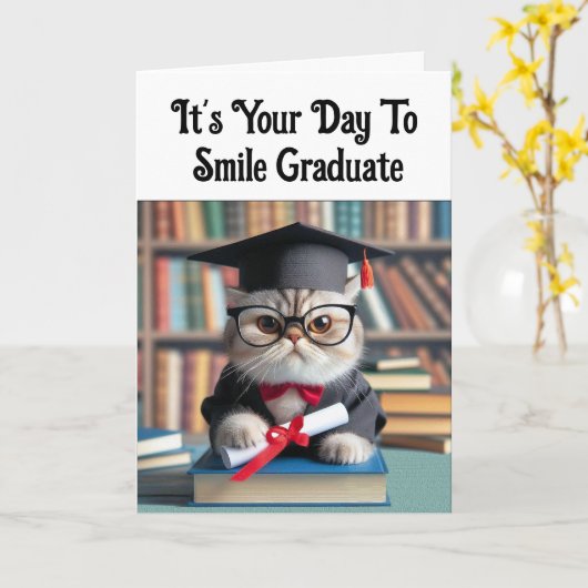 'Cat'titude Afstuderen Wenskaart Kaart (Gele Bloem)